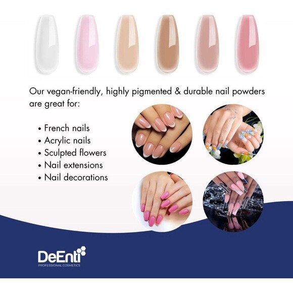 DeEnti Advanced Dark Pink Acrylic Nail Powder 2.1oz Dip Long Lasting Self Level - Picture 16 of 16